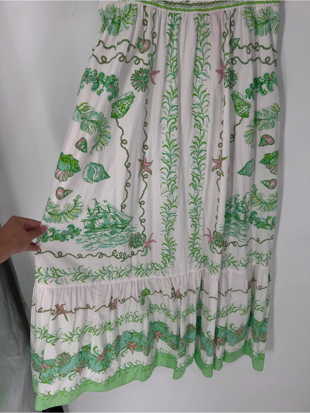 Lilly Pulitzer White Green Floral Nautical Preppy Botanical Bow Front Maxi Dress - Picture 3 of 12
